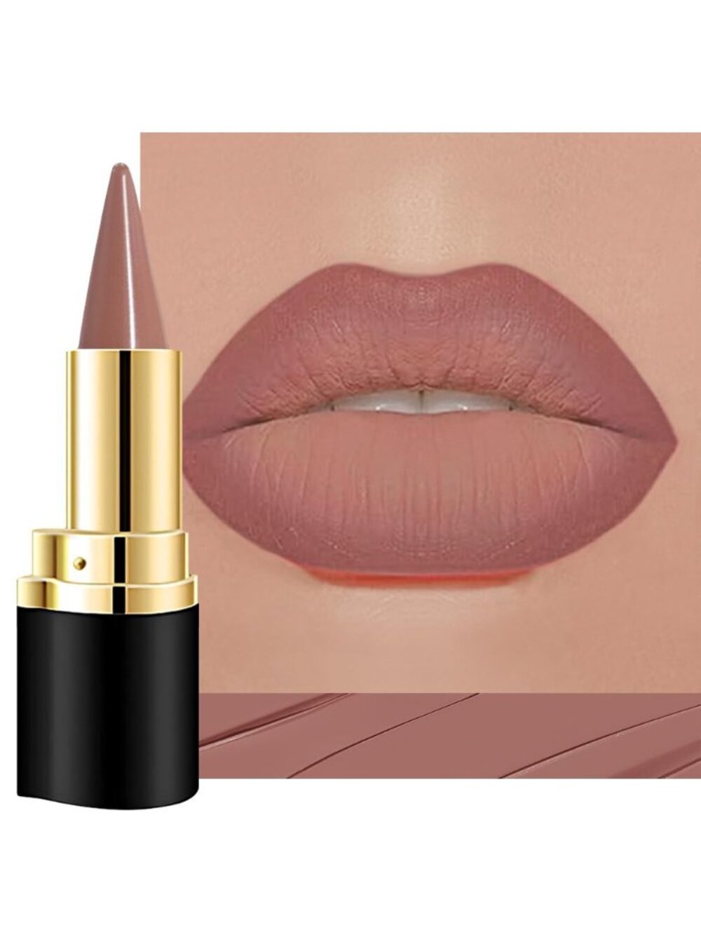 1Pcs-G18# Nuetral Nude Shimmery Metallic Cone-Tip Glitter Lipstick and Lip Liner
